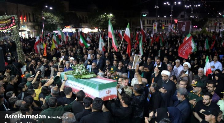 وداع با پیکر شهید امیرعباس درهم‌فروش در همدان